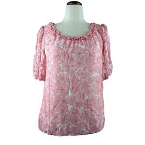 Jpr‎ Studio Ruffled Floral-Print Blouse Pink Size Small NWT